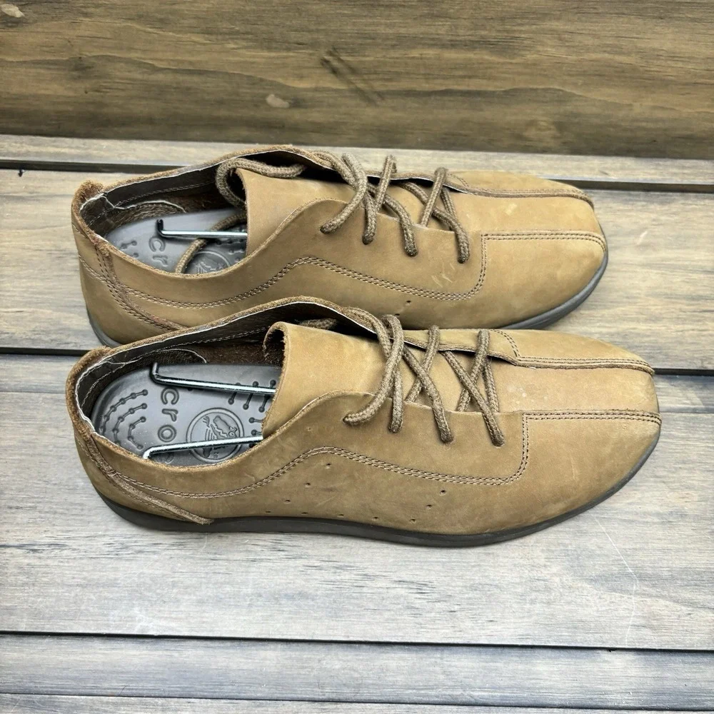 CROCS Shoes Suede‎ Oxford Lace Up Tan Casual Walking Mens Sz 7